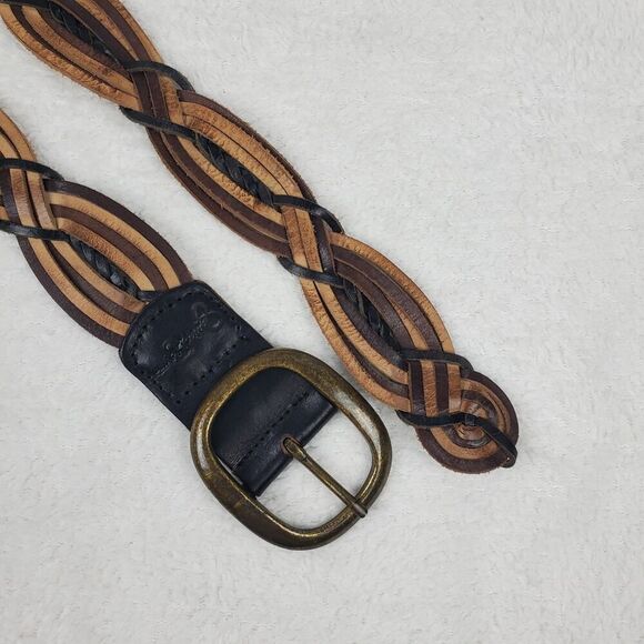 Jessica Simpson Leather Braided Belt Two Tone Brown Size Small - Picture 7 of 9